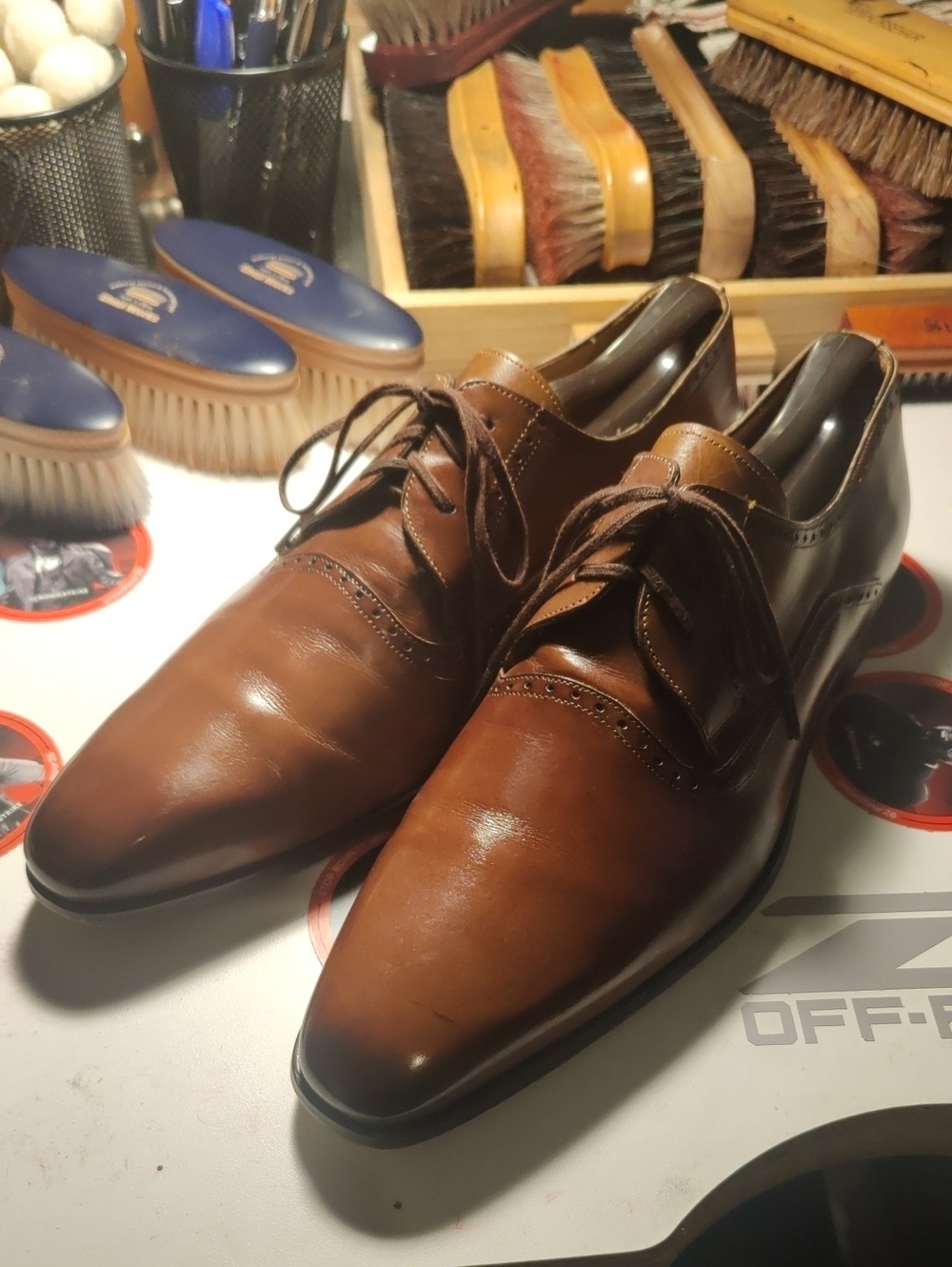 Mezlan Brown Leather Derby Oxfords
